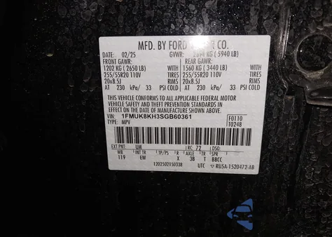 2025 Ford Explorer St-Line из США, поврежденный, VIN 1FMUK8KH3SGB60361